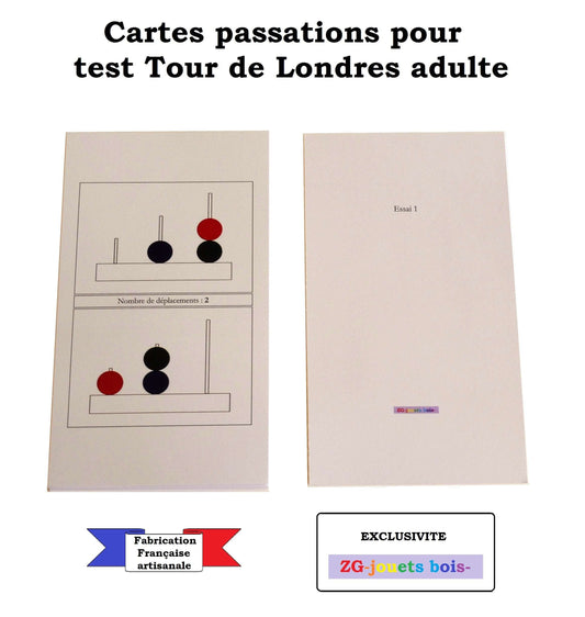 exemple carte de passation test shallice tour de londres pour adultes fabrication française artisanale par ZG-jouetsbois-®