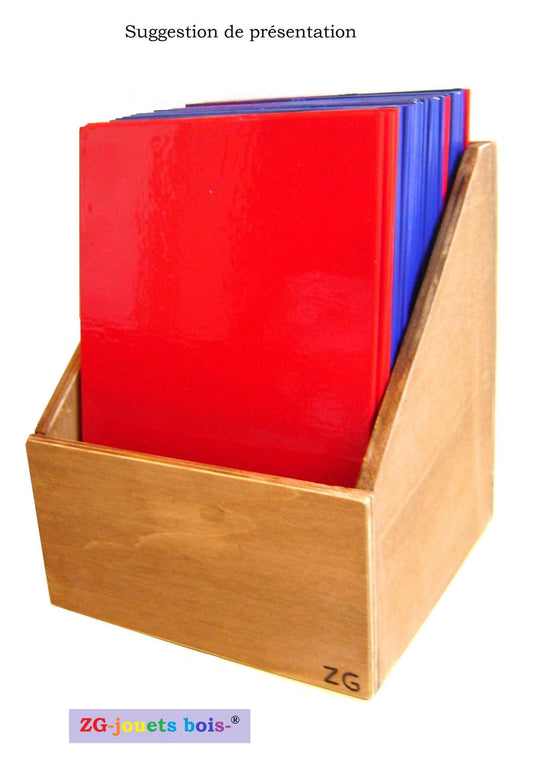 boite de rangement pour tablettes de lettres rugueuses Montessori cursives majuscules, fabrication artisanale française ZG-jouetsbois-