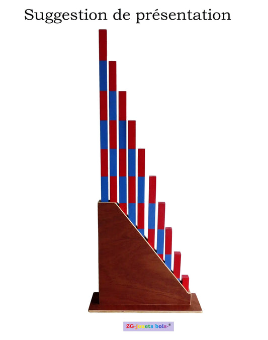 Support pour barres rouges ou barres numériques Montessori, contreplaqué, optimisation rangement et gain de place, produit artisanal français ZG-jouetsbois-