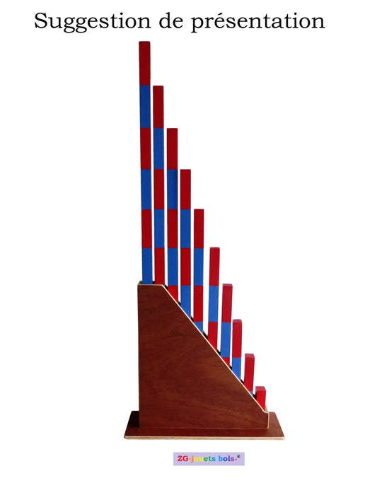 Support pour barres rouges ou barres numériques Montessori, contreplaqué, optimisation rangement et gain de place, produit artisanal français ZG-jouetsbois-