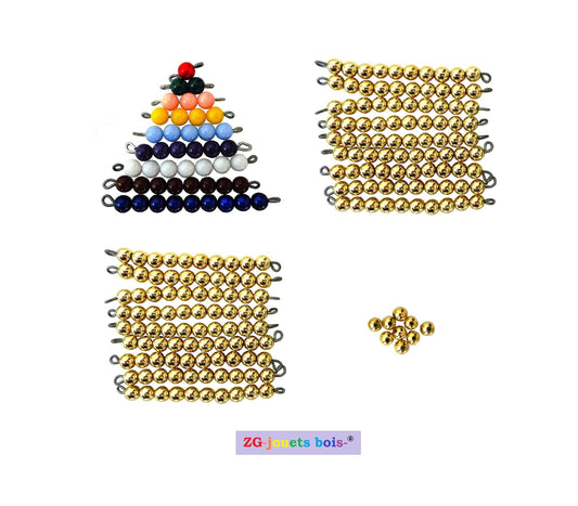Perles (lot complet) Table Seguin 1&2 Montessori, 10 doré ou orange