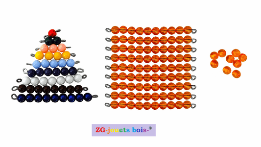 Perles (lot Eco) Table Seguin 1&2 Montessori, 10 doré ou orange