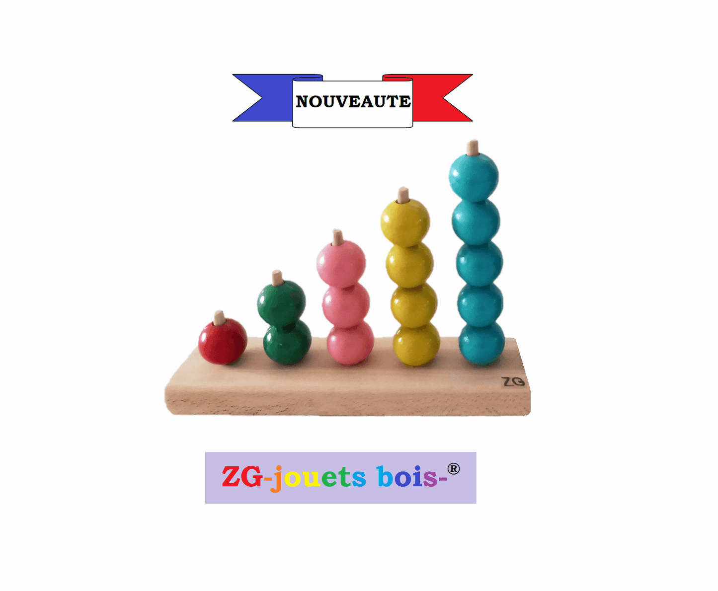 boulier couleurs montessori 5 tiges apprentissage numération