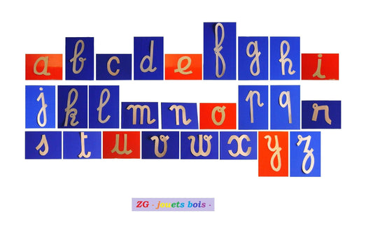 Lettres rugueuses Montessori, Cursives Minuscules