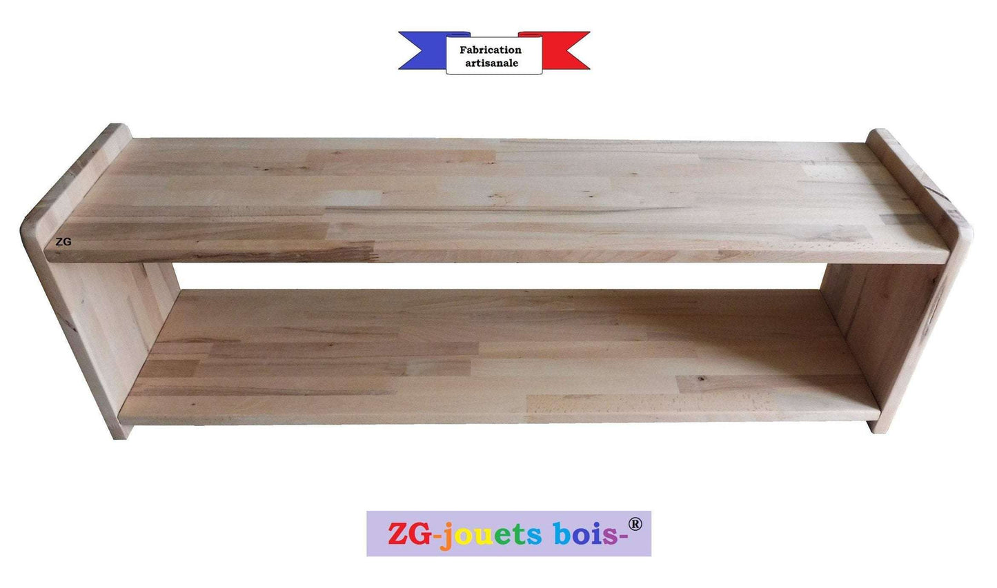 Etagère en hêtre hauteur bébé pour aménagement coin NIDO montessori fabriqué en france par zg-jouetsbois-