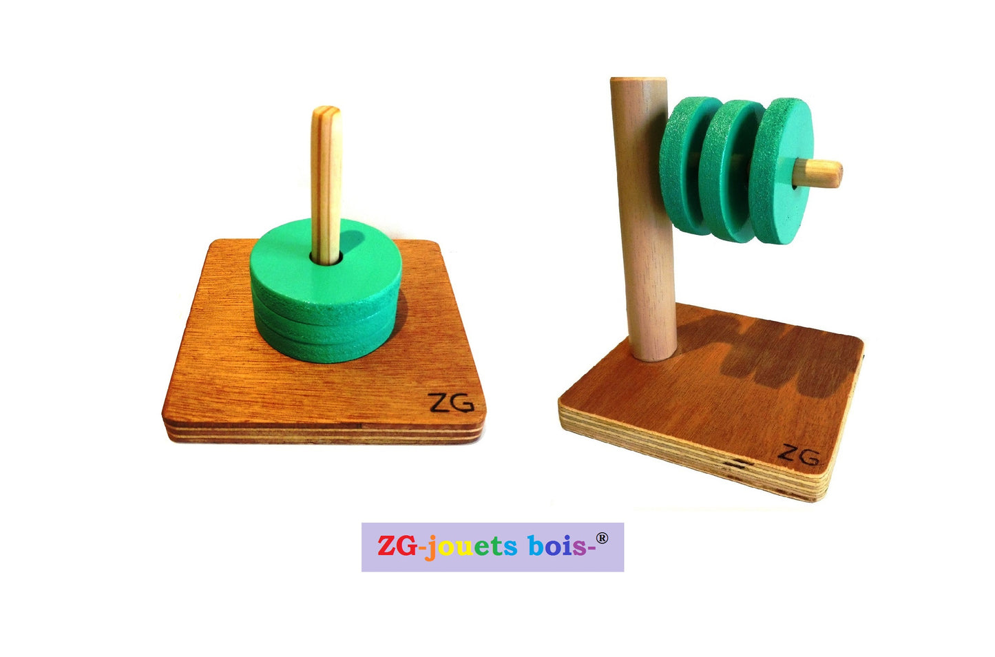 lot 2 jeux montessori encastrement palets verts