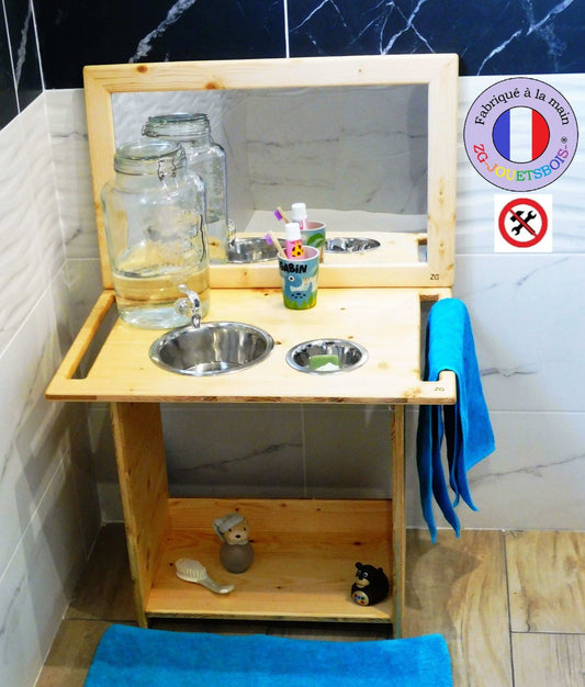 Ensemble Table de lavage Montessori + miroir à poser ou suspendre