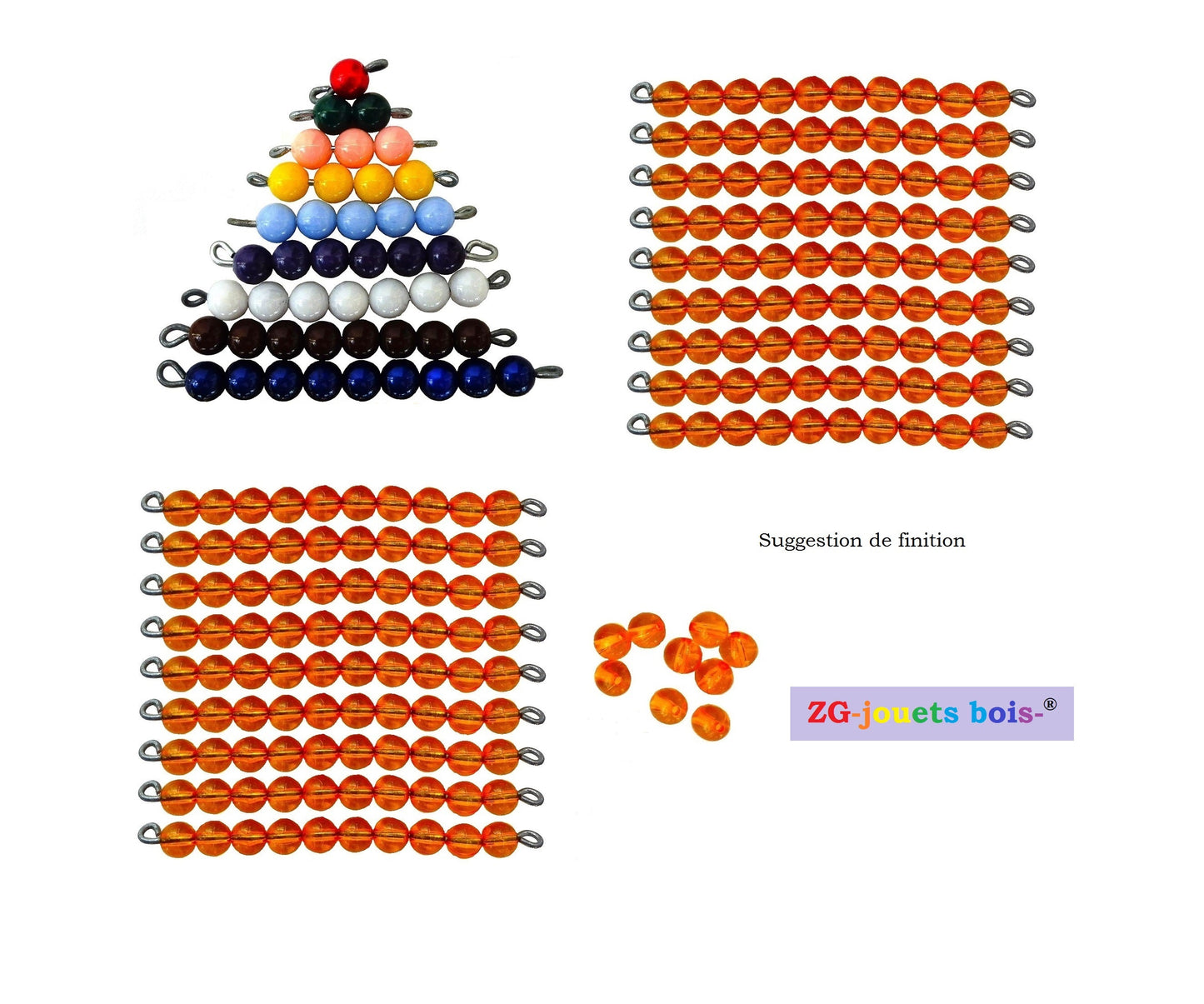 234 Perles seules pour Table Seguin I et II Montessori 10 orange