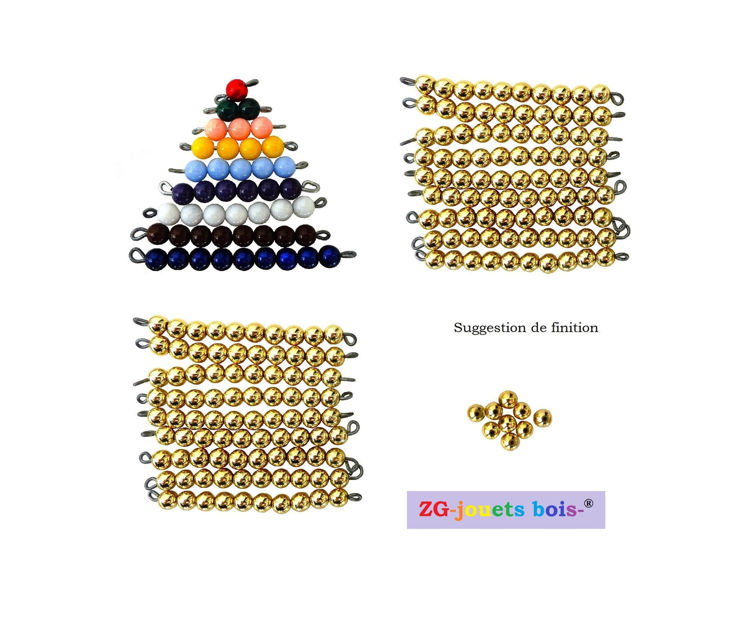 234 Perles seules pour Table Seguin I et II Montessori 10 doré