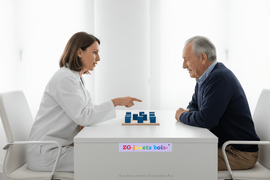 neuropsychologue et patient test blocs de corsi 10 cubes
