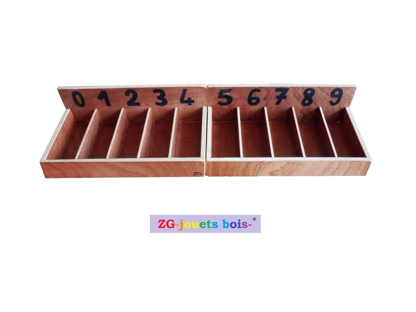 2 boites sans fuseaux, matériel montessori mathématiques, fabrication artisanale ZG