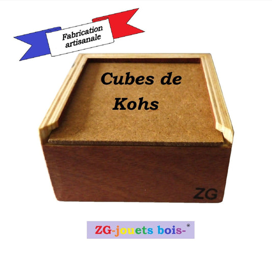 Test cubes de kohs ZG-jouetsbois- cubes en bois bicolore avec boite de rangement