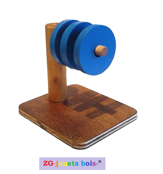 Jeu Encastrement, palets bois peints, tige horizontale, jouet éducatif Montessori, mêmes diamètres, produit artisanal, bleu, fabrication française ZG-jouetsbois-