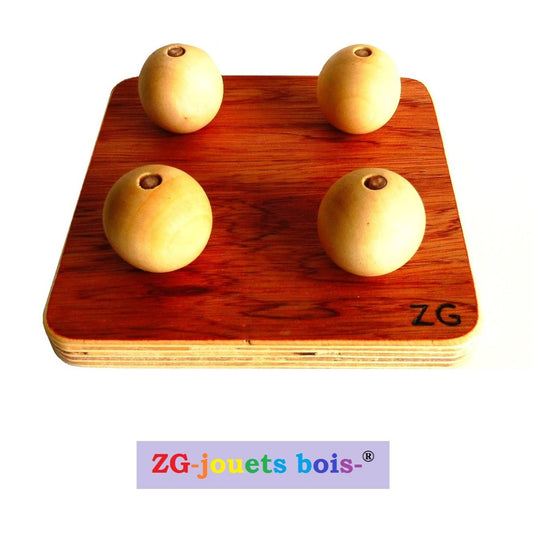 Encastrement Empilage Boules sur tiges verticales, Jeu Nido, premier âge Montessori, coordination oeil/main, motricité fine, fabrication française ZG-jouetsbois-