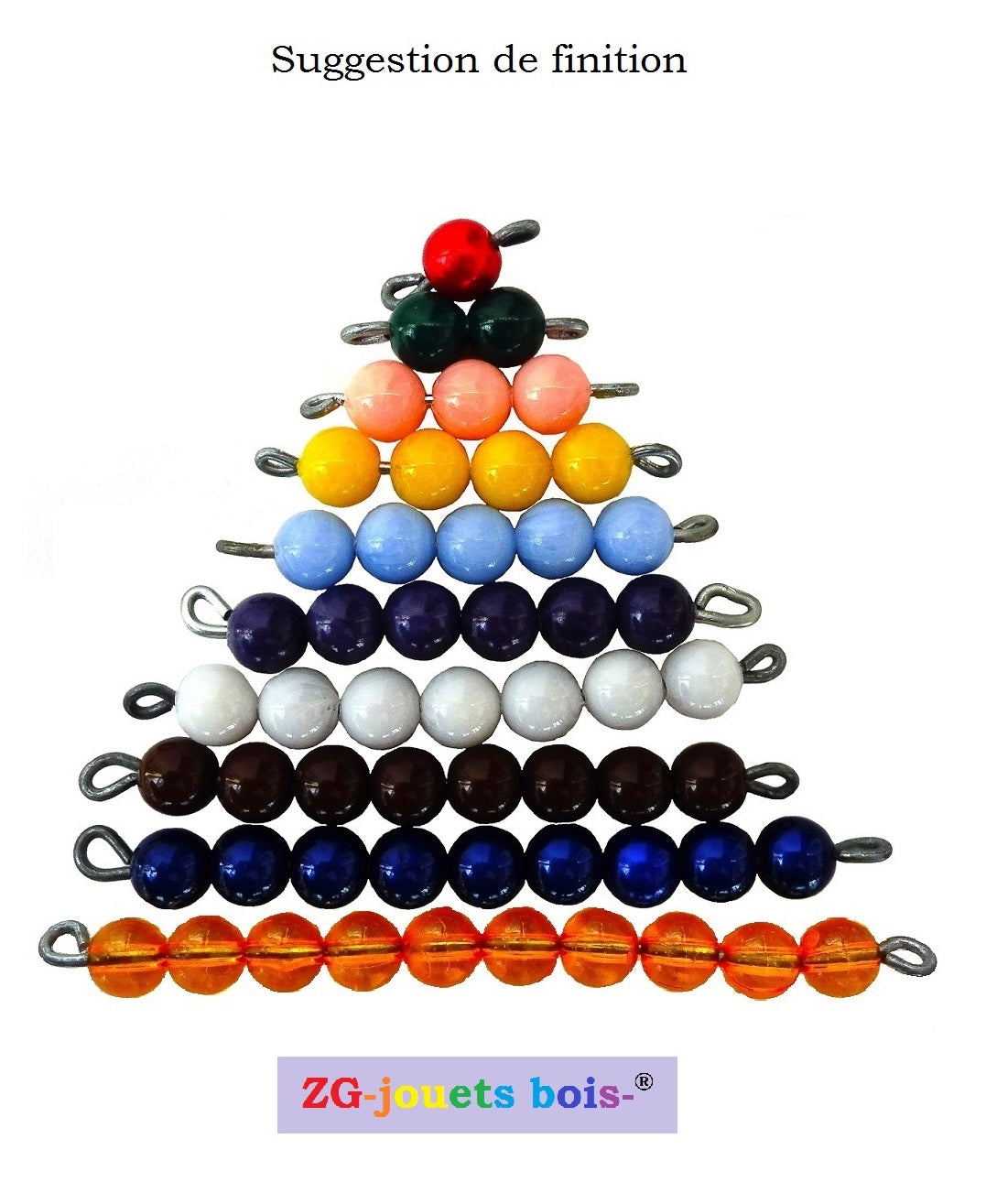 55 beads only Montessori staircase, 10 golden or orange