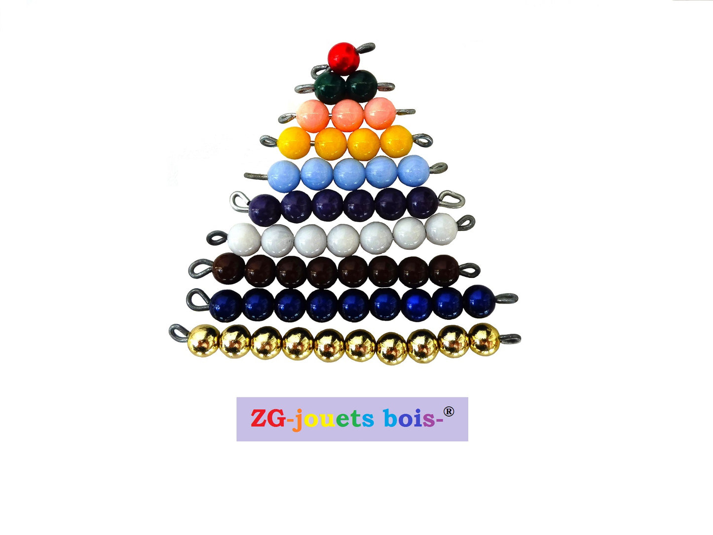 Escalier de Perles Montessori, 10 doré ou orange