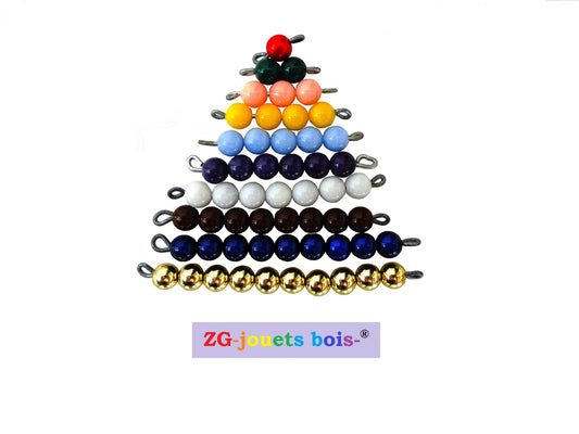 Staircase of Montessori Beads, 10 gold or orange