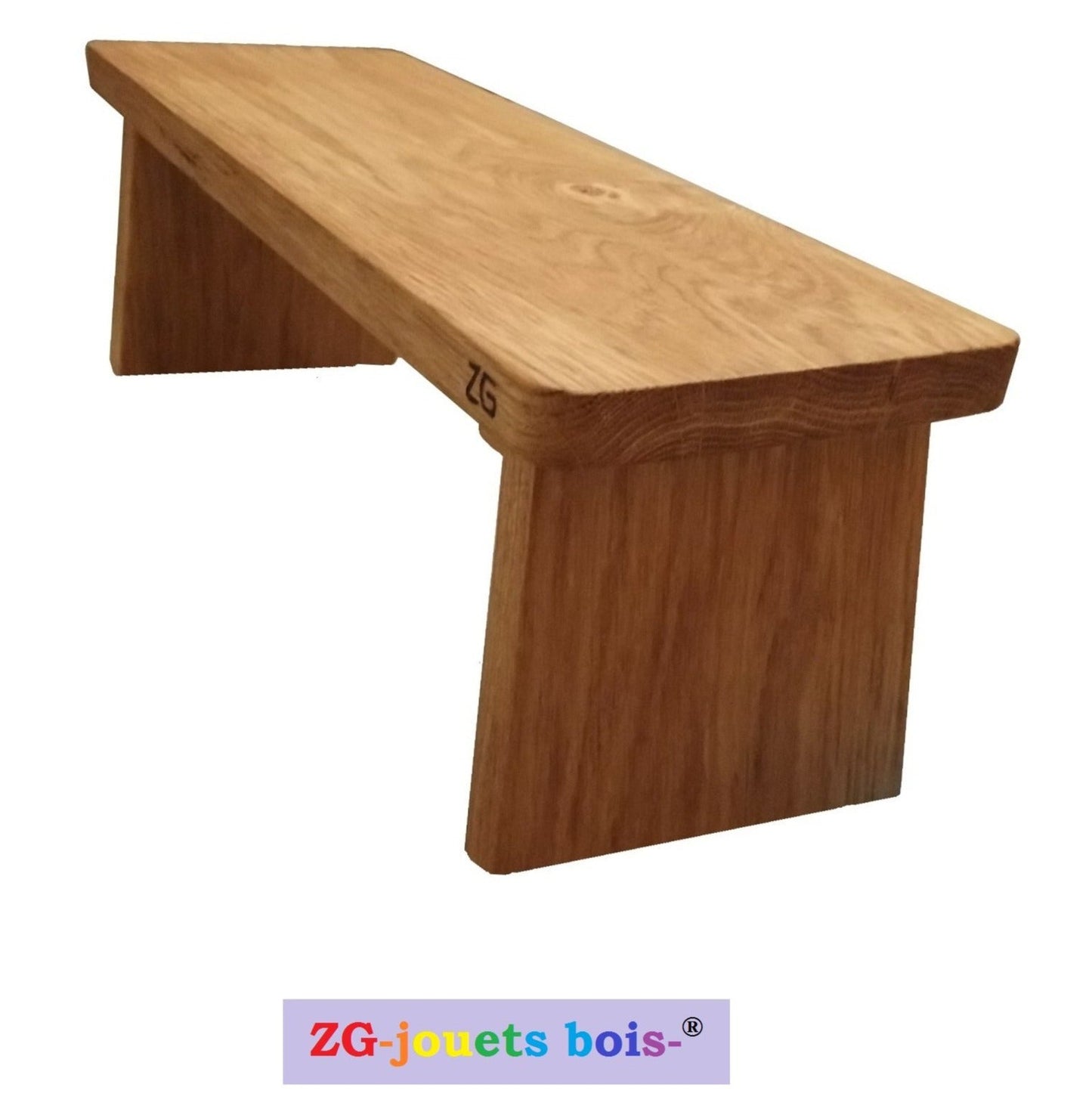 banc de méditation en hêtre pieds fixes droits assise inclinée réalisation artisanale française par zg-jouetsbois-