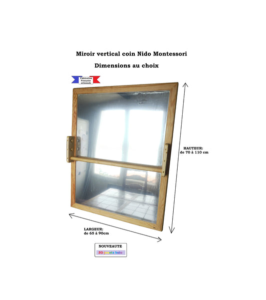 Miroir Vertical incassable, Nido Montessori, sur mesure, barre brachiation réglable