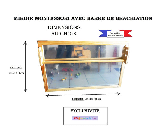 miroir incassable pour bébé fabriqué par ZGjouetsbois, dimensions aux choix