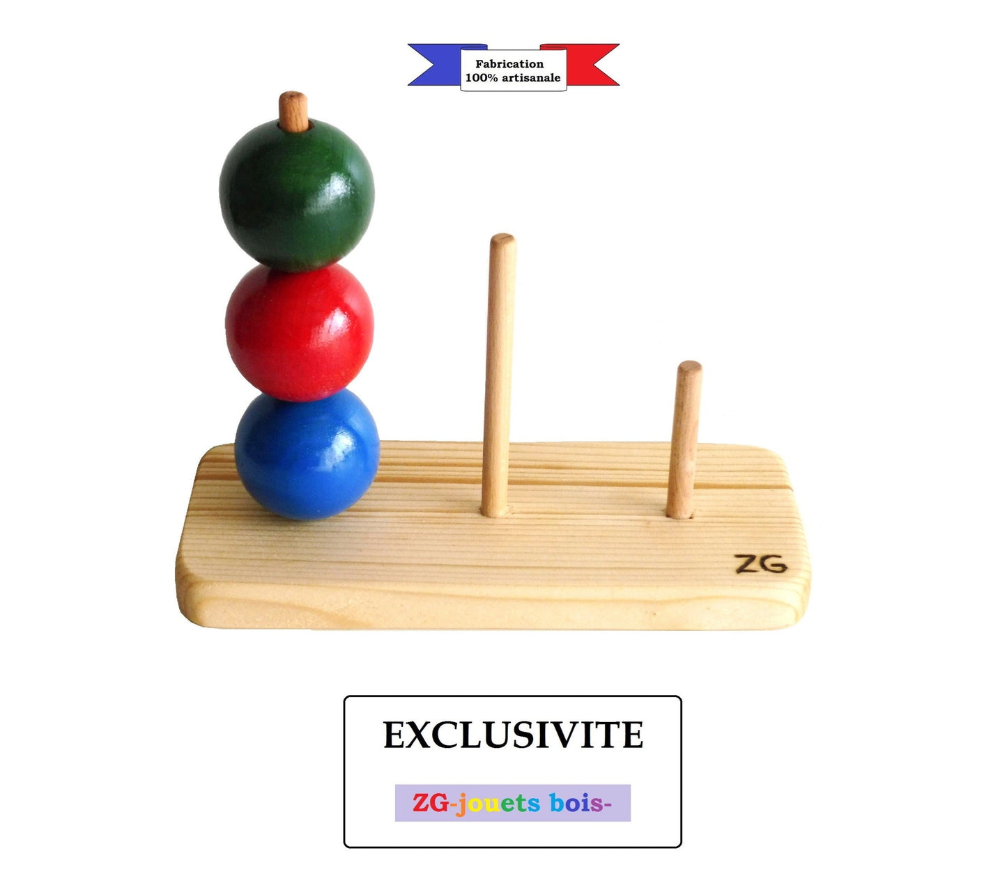 matériel bois tour de londres test shallice boule verte fait main ZG