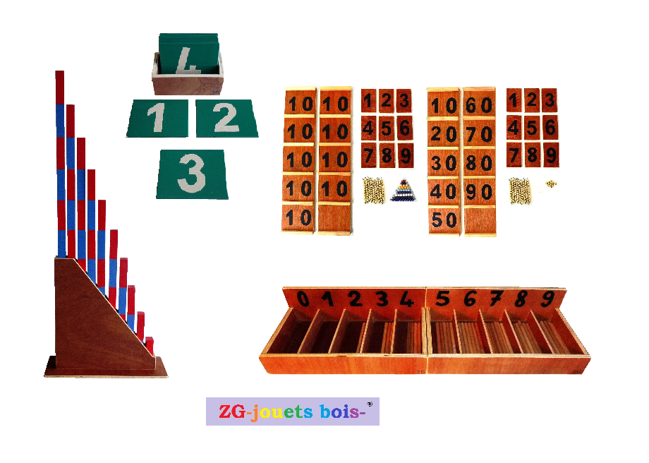 Matériel Montessori Mathématiques artisanal, solide et durable, ZG-jouetsbois-