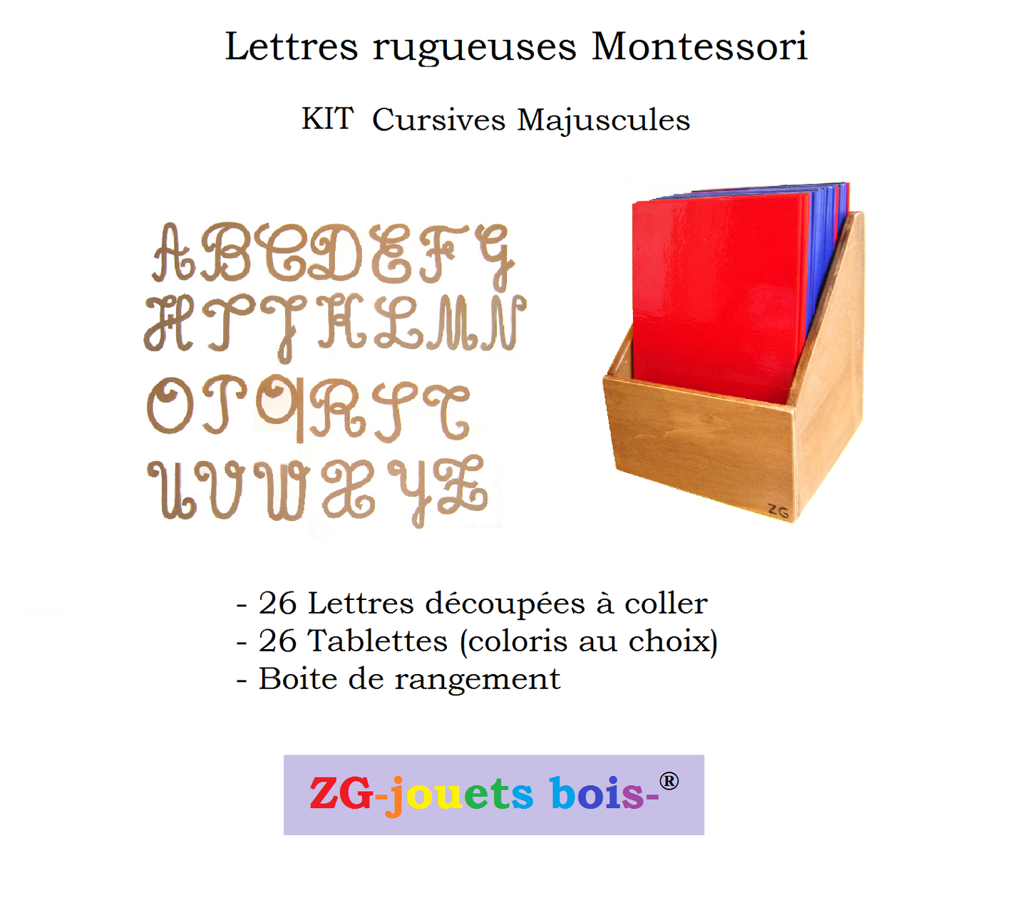 kit fabrication lettre rugueuse cursif majuscule zgjouetsbois