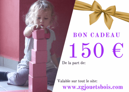 carte cadeau d'une valeur de 150€ valable sur toute la boutique, idéal cadeau naissance, anniversaire bébé, noel, fête des mères