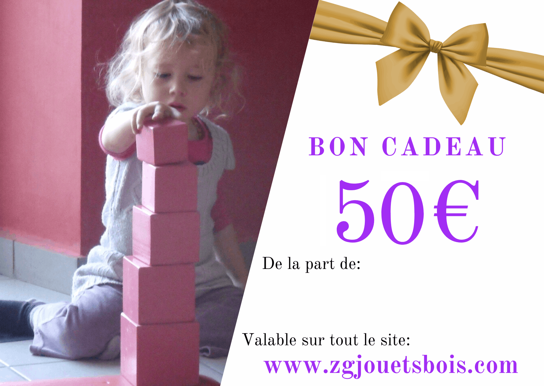 50€ de carte cadeau ZG pour cadeau noel, anniversaire bébé