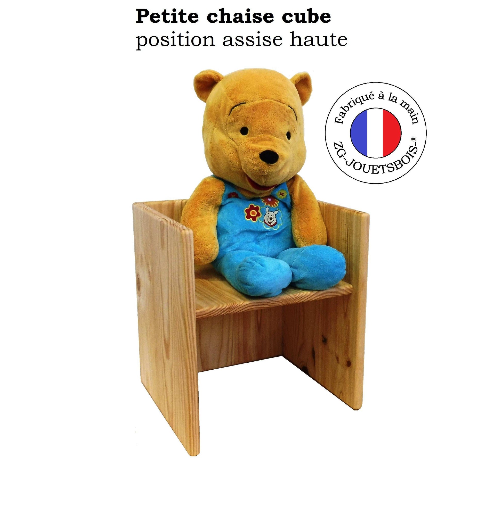 Petite Chaise cube Montessori evolutive en pin ZG assis haute