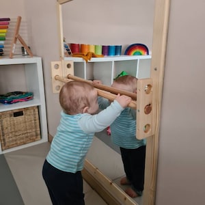 miroir vertical montessori incassable avec barre de préhension fabrication artisanale française