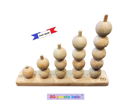 boulier montessori en hêtre naturel 1 à 5 apprendre à compter