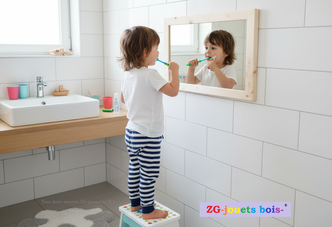 enfant se brossant les devant miroir montessori incassable ZG