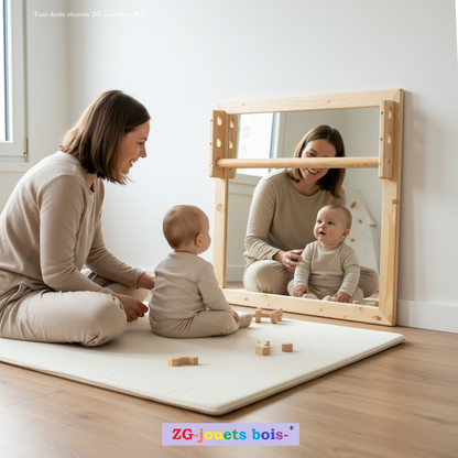 Unbreakable mirror Nido Montessori SQUARE format of your choice, adjustable pull-up bar