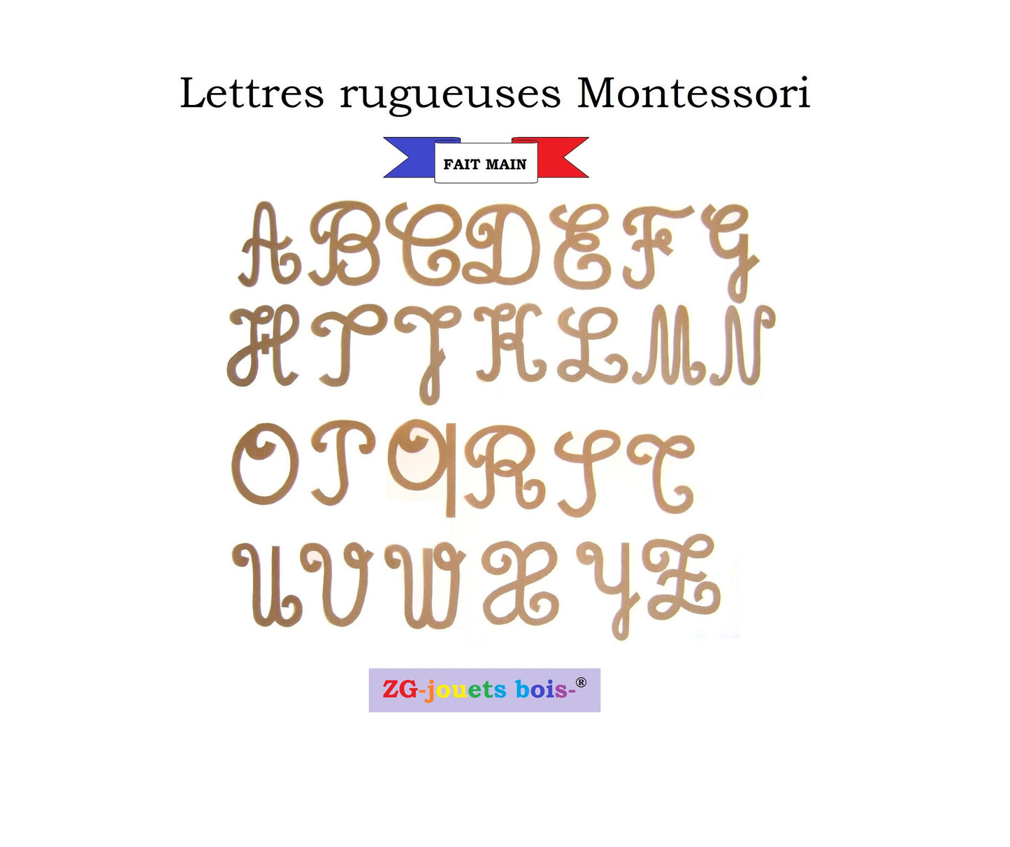 Letras ásperas cursivas mayúsculas Montessori
