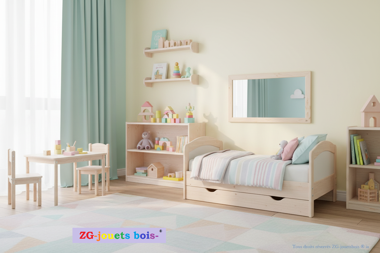 miroir montessori incassable sans barre dans chambre enfant
