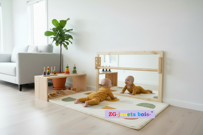 grand miroir montessori zg 110x70 incassable avec bebe qui se regarde