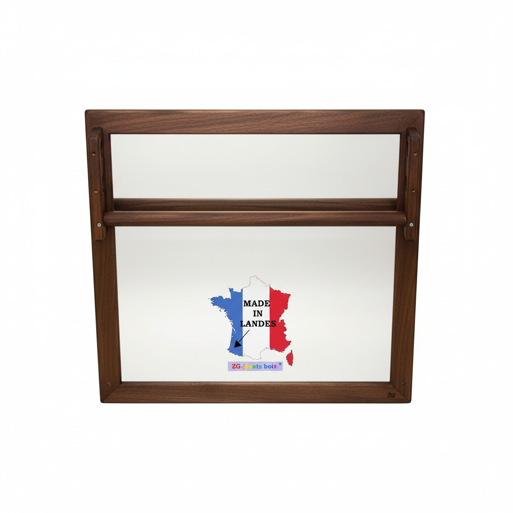 Miroir Montessori carré bois foncé