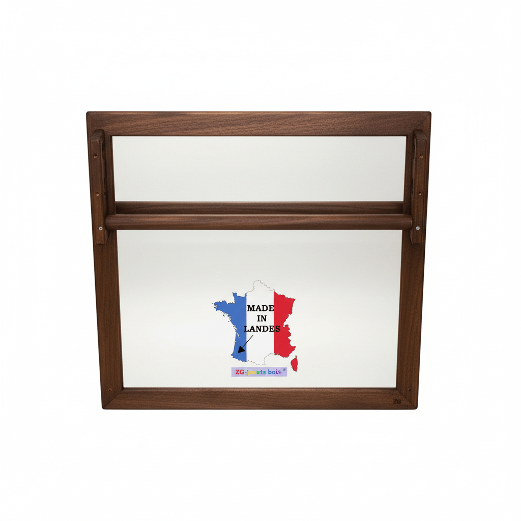 Miroir Montessori carré bois foncé