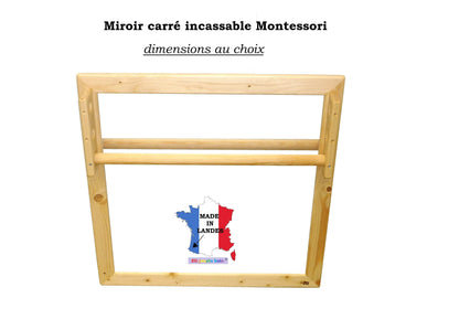 Miroir incassable Nido Montessori format CARRE au choix, barre traction réglable