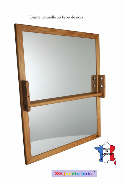 miroir vertical incassable pour bebe montessori teinte brou de noix sur mesure