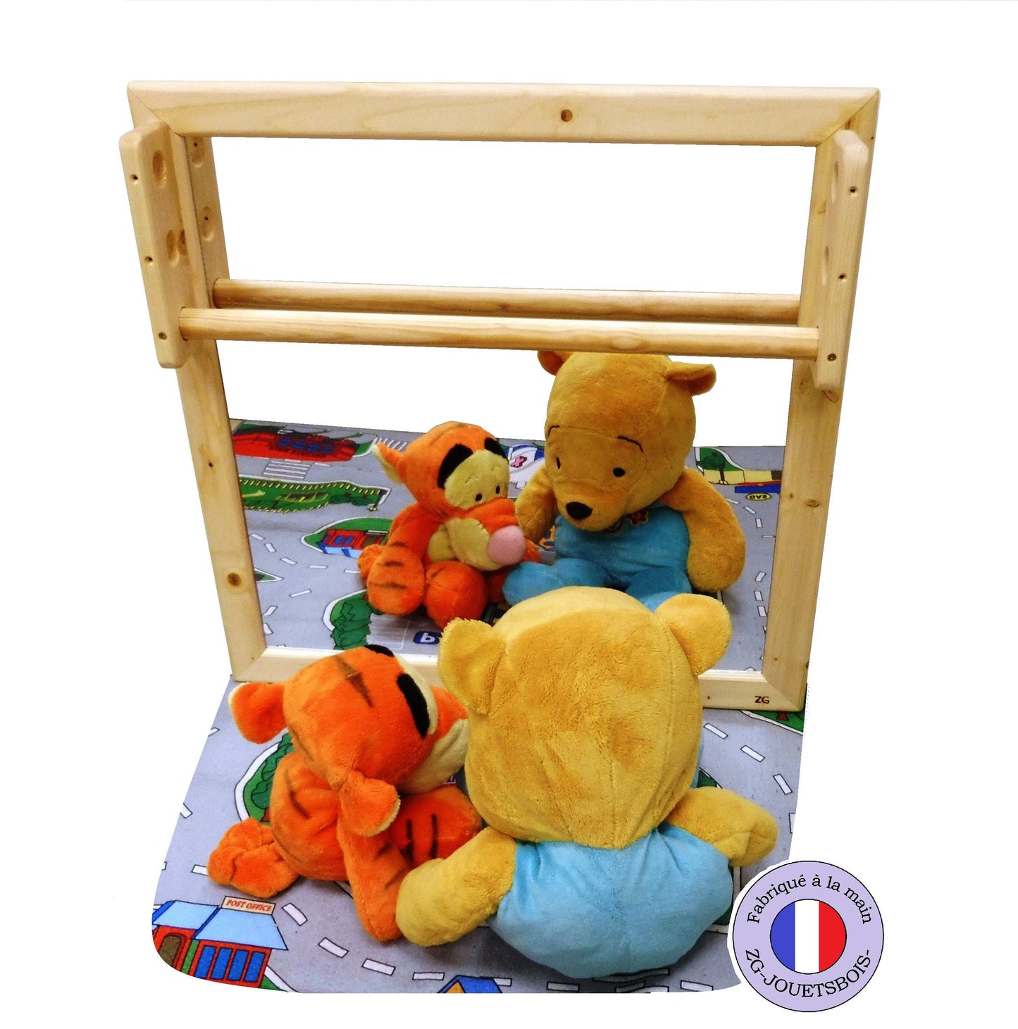 Miroir Montessori 65x65 cm, incassable, avec barre de préhension réglable