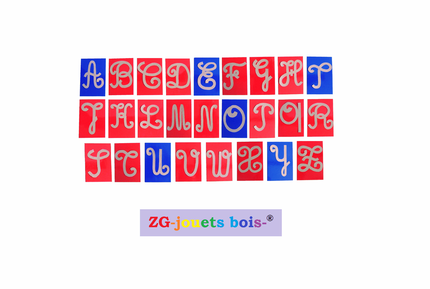 lettre rugueuses montessori cursif majuscule ZG-jouetsbois-