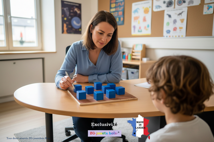 passation du test des blocs de corsi a un enfant par un psychologue