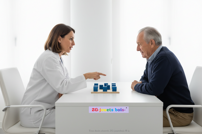 neuropsychologue et patient test blocs de corsi 10 cubes