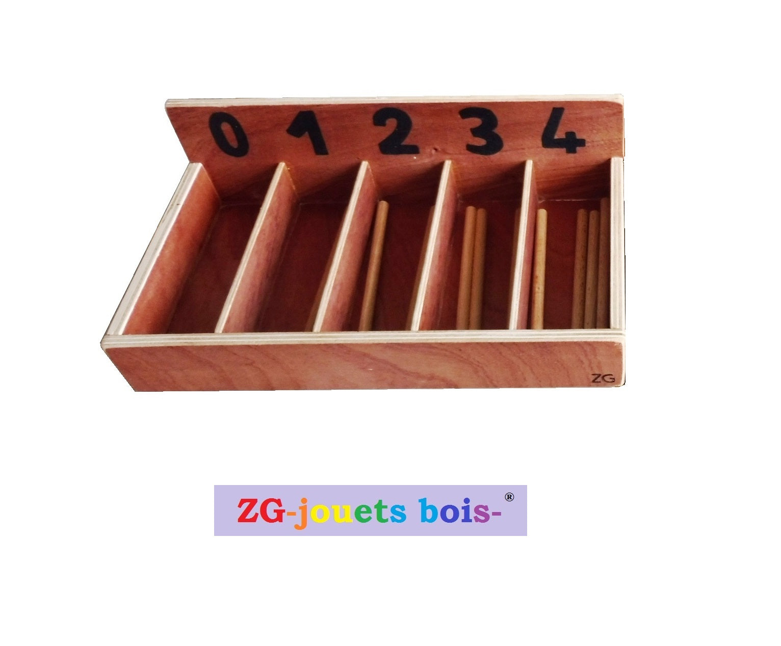 première boite à fuseau de 0 à 4 avec 10 fuseaux matériel bois pédagogie montessori fait main