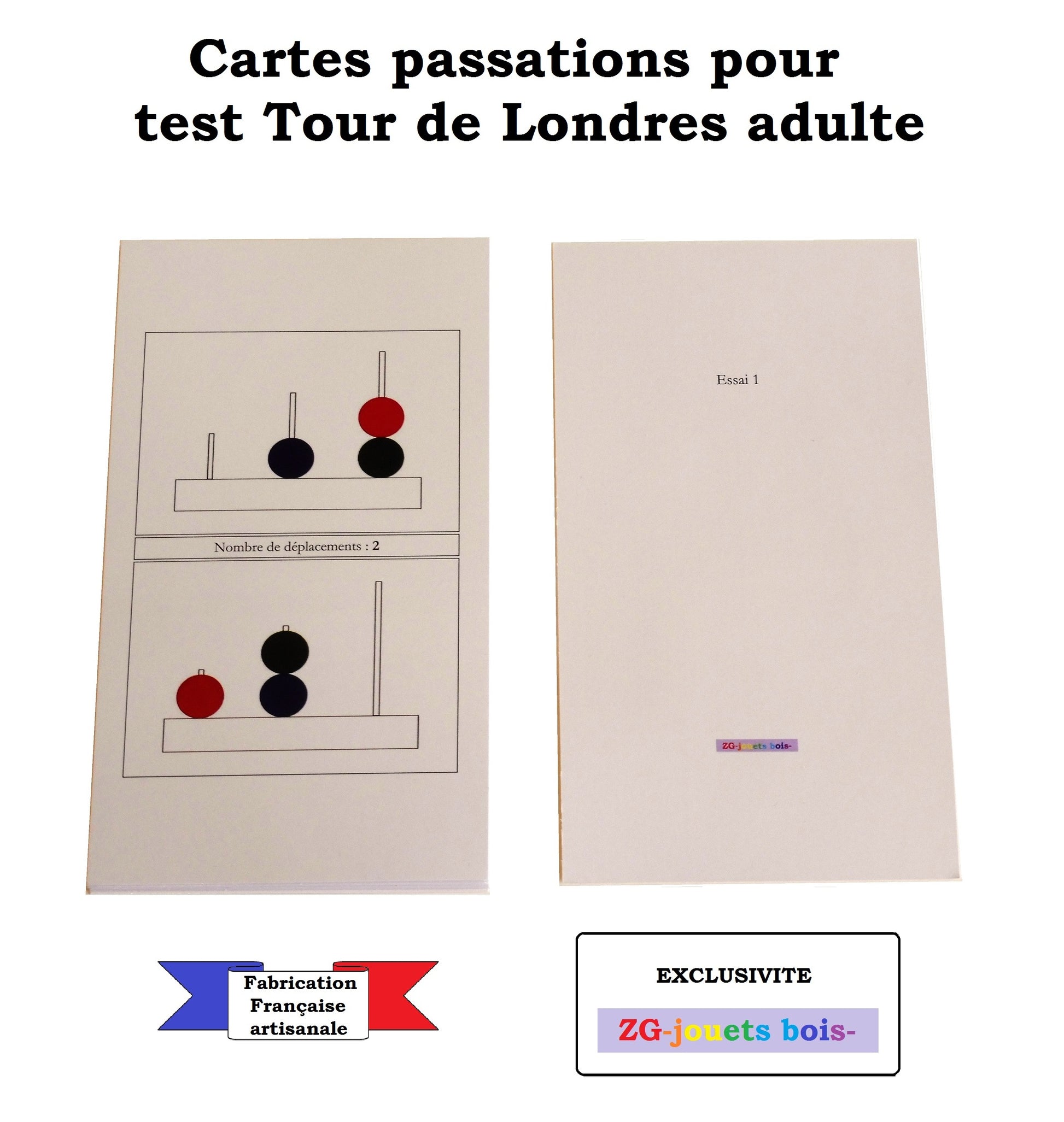 exemple carte de passation test shallice tour de londres pour adultes fabrication française artisanale par ZG-jouetsbois-