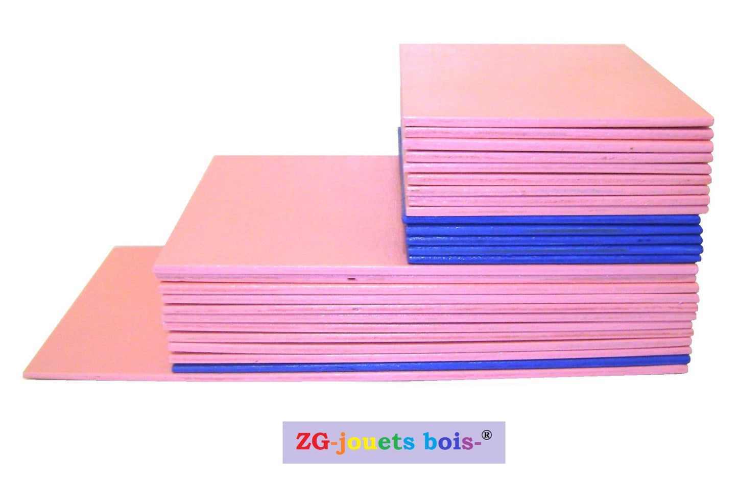 Tablettes pour fabrication des lettres rugueuses cursives minuscules montessori rose et bleue fabrication ZG-jouetsbois-