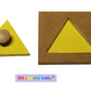 puzzle à forme unique, gros triangle jaune, encastrement nido montessori, fabrication artisanale française ZG-jouetsbois-