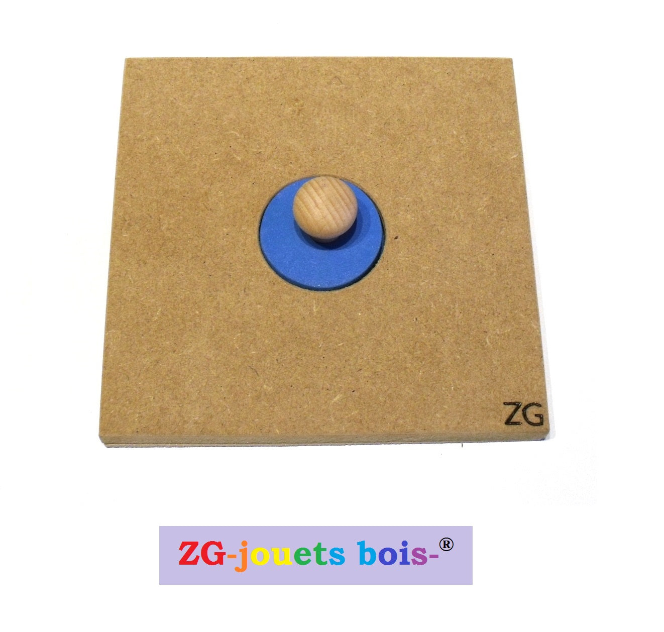 puzzle montessori nido, encastrement premier âge, petit rond bleu, fabrication artisanale française ZG-jouetsbois-